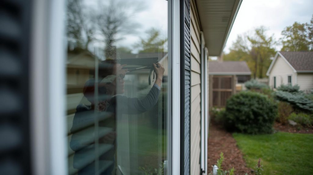 Persönliches Bild beim Glasreinigen an einem Privathaus keine Hochhäuser